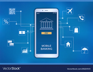 Mobile banking concept flat icon design Royalty Free Vector